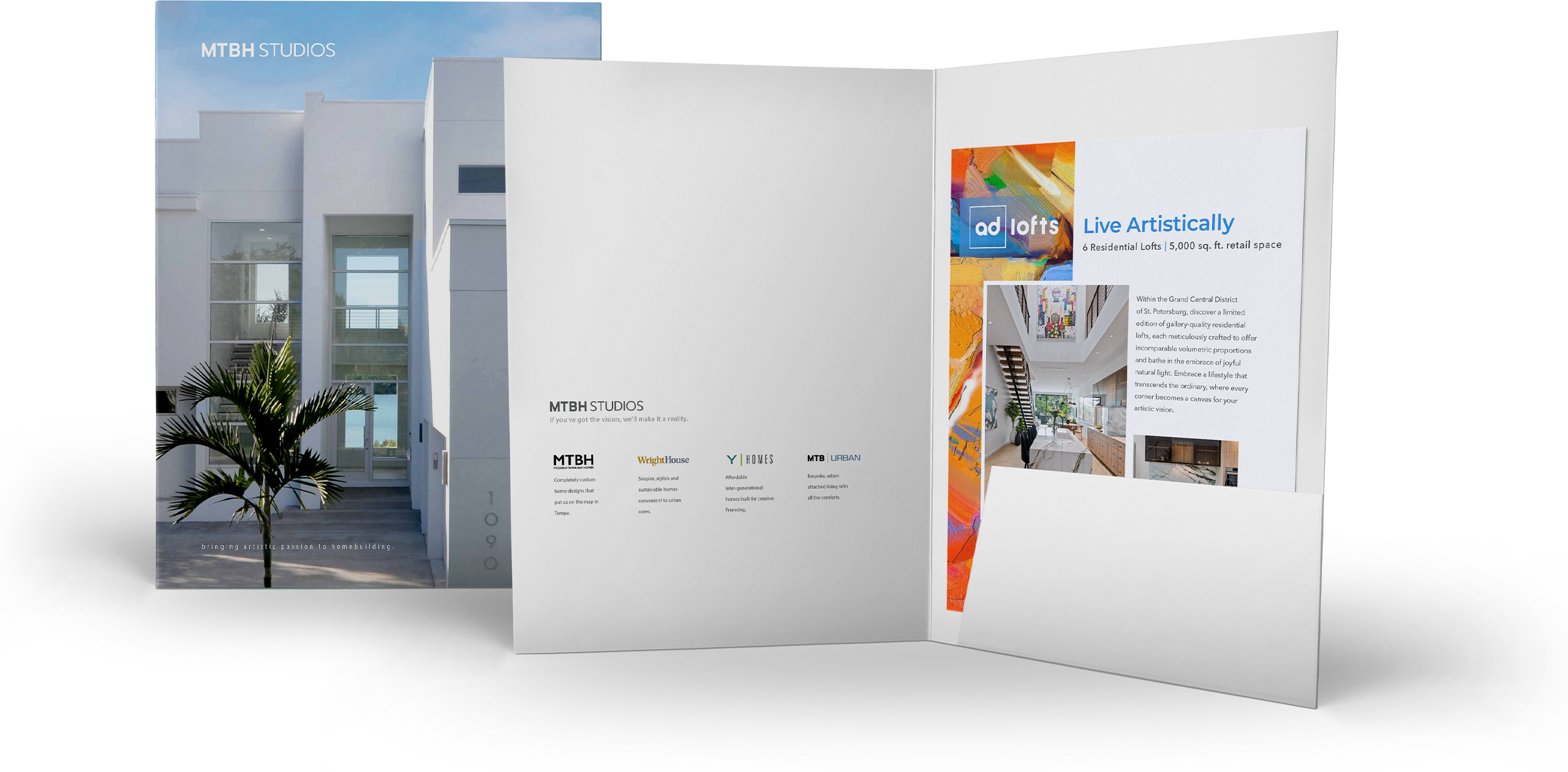 MTBH Studios pocket folder, Ad Lofts Live Artistically